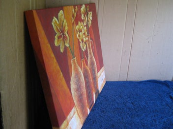 Listing 12 of 13 for W Hall Large Bright Colourful Flowers In Three Pots or Jugs Original Painting