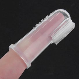 Listing 2 of 2 for 2Pcs Baby Kids Finger Silicone Gum Brush Deciduous Infant Toothbrush Clear