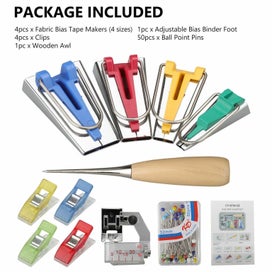 Listing 6 of 6 for 60x Bias Tape Maker Kit Set for Sewing Quilting Awl & Binder Foot Case Tool