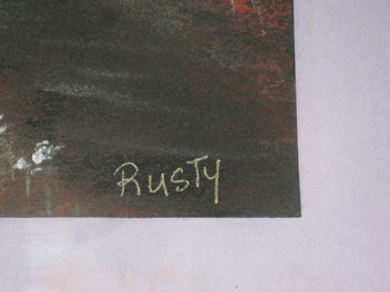 Listing 6 of 10 for Rusty - Trees & Moon Landscape Original painting - oil pastels ?