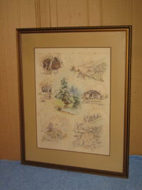 Listing 3 of 20 for Val Tubman - Scenes of Waihi - Large montage of Waihi Area scenes original art