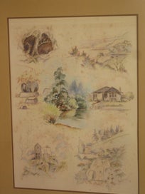 Listing 4 of 20 for Val Tubman - Scenes of Waihi - Large montage of Waihi Area scenes original art