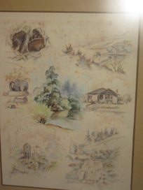 Listing 13 of 20 for Val Tubman - Scenes of Waihi - Large montage of Waihi Area scenes original art