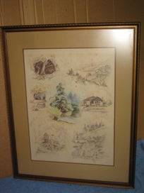 Listing 15 of 20 for Val Tubman - Scenes of Waihi - Large montage of Waihi Area scenes original art