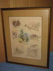 Listing 16 of 20 for Val Tubman - Scenes of Waihi - Large montage of Waihi Area scenes original art