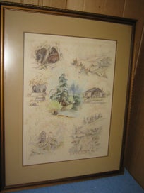 Listing 19 of 20 for Val Tubman - Scenes of Waihi - Large montage of Waihi Area scenes original art