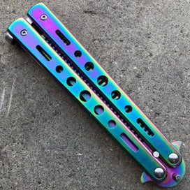 Listing 3 of 9 for Foldable Comb Practice Training Butterfly Knife Comb Beard Styling Tool- Rainbow