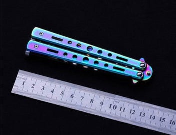Listing 6 of 9 for Foldable Comb Practice Training Butterfly Knife Comb Beard Styling Tool- Rainbow