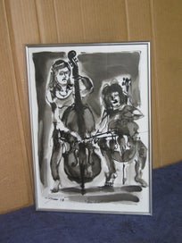 Listing 2 of 12 for Winslow - The Duo - musicians - original painting Probably New Zealand Artist
