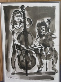 Listing 3 of 12 for Winslow - The Duo - musicians - original painting Probably New Zealand Artist