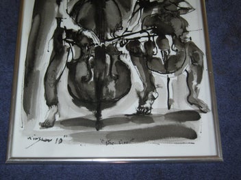 Listing 5 of 12 for Winslow - The Duo - musicians - original painting Probably New Zealand Artist