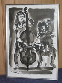 Listing 8 of 12 for Winslow - The Duo - musicians - original painting Probably New Zealand Artist