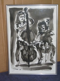 Listing 9 of 12 for Winslow - The Duo - musicians - original painting Probably New Zealand Artist