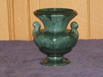 Listing 2 of 20 for Retro Titian Vase Urn Green Glaze SB 204