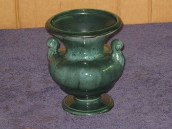 Listing 9 of 20 for Retro Titian Vase Urn Green Glaze SB 204