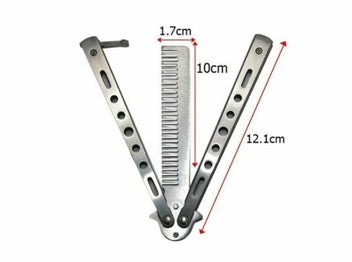 Listing 3 of 7 for Foldable Comb Practice Training Butterfly Knife Comb Beard Styling Tool - Black