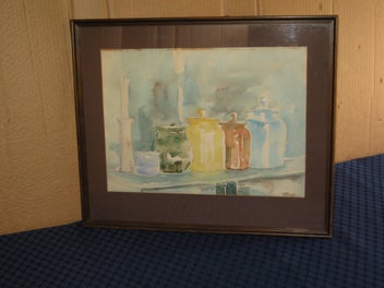 Listing 2 of 12 for Ruth Taylor 'Jars and Candle' Still life scene Original Artwork Watercolour