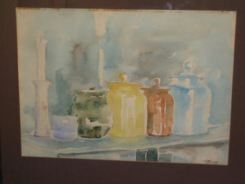 Listing 4 of 12 for Ruth Taylor 'Jars and Candle' Still life scene Original Artwork Watercolour