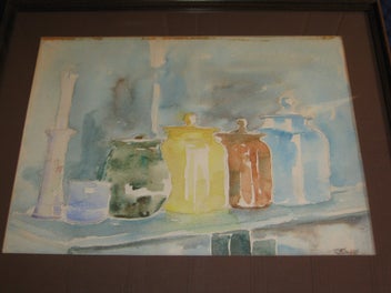 Listing 5 of 12 for Ruth Taylor 'Jars and Candle' Still life scene Original Artwork Watercolour