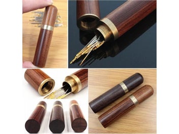 Listing 4 of 9 for DIY Sewing Needles Holder Storage Tube Wooden Box Hand Sewing Needles Case