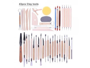 Listing 4 of 12 for Arts Crafts Clay Sculpting Pottery Carving Tool Kit With Wooden Handle