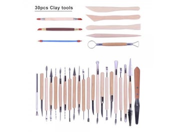 Listing 5 of 12 for Arts Crafts Clay Sculpting Pottery Carving Tool Kit With Wooden Handle