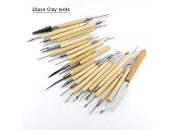 Listing 6 of 12 for Arts Crafts Clay Sculpting Pottery Carving Tool Kit With Wooden Handle