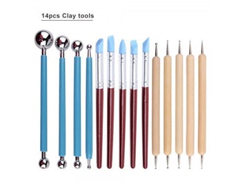 Listing 7 of 12 for Arts Crafts Clay Sculpting Pottery Carving Tool Kit With Wooden Handle