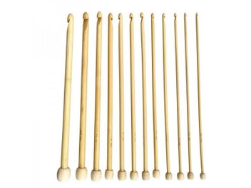 Listing 3 of 6 for 12Size 25CM 3.0MM-10.0MM Bamboo Afghan Tunisian Crochet Hooks Needles Knitting