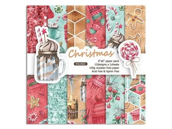 Listing 3 of 8 for 24 Sheets Christmas Scrapbooking Paper For Card Making DIY