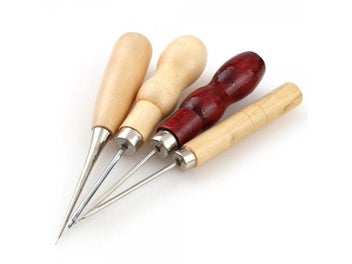 Listing 3 of 10 for 4 Styles Boxwood Redwood Gourd Canvas Leather Sewing Shoes Wood Handle Tool Awl