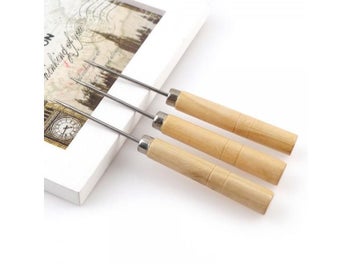 Listing 6 of 10 for 4 Styles Boxwood Redwood Gourd Canvas Leather Sewing Shoes Wood Handle Tool Awl