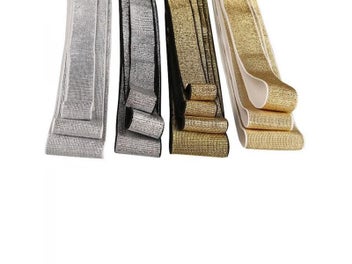 Listing 3 of 10 for Gold Silver Glitter Elastic Bands 10/15/20/25/40mm Rope Rubber Band Line Ribbon