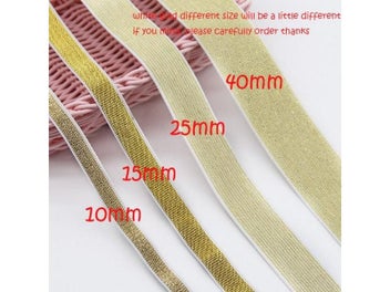 Listing 8 of 10 for Gold Silver Glitter Elastic Bands 10/15/20/25/40mm Rope Rubber Band Line Ribbon
