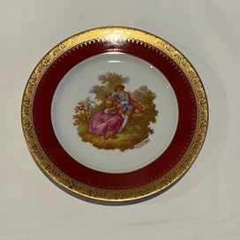 Listing 2 of 3 for SALE! HOT PRICE! Limoges Fragonard Burgundy Courting Couple Plate