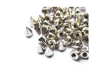Listing 5 of 9 for 100 Pcs 9.5mm Silver Cone Studs Spike DIY Craft Rivets