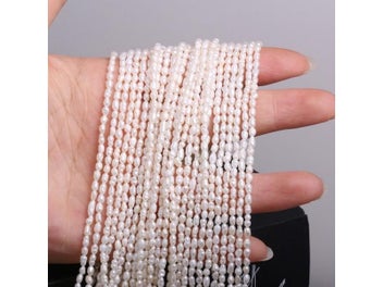 Listing 3 of 9 for Natural Freshwater Pearl Beaded Rice Shape Punch Loose Beads For Jewelry DIY
