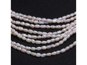 Listing 4 of 9 for Natural Freshwater Pearl Beaded Rice Shape Punch Loose Beads For Jewelry DIY