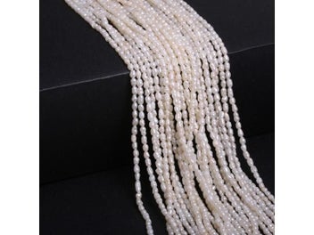 Listing 5 of 9 for Natural Freshwater Pearl Beaded Rice Shape Punch Loose Beads For Jewelry DIY