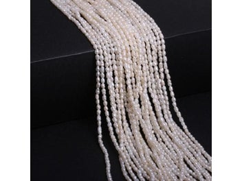 Listing 6 of 9 for Natural Freshwater Pearl Beaded Rice Shape Punch Loose Beads For Jewelry DIY