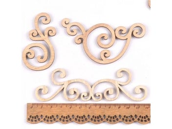 Listing 8 of 10 for 8Pcs Flower Pattern Wood Slices DIY Crafts For Home Decor