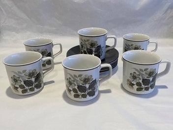 Listing 2 of 7 for SALE! 6 Johnson Brothers Wildmoor Ironstone Cups and Saucers