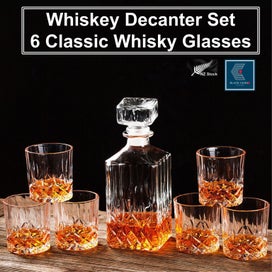 Listing 3 of 18 for Elegant Crystal Liquor Whiskey Decanter Glasses Set *Over Stocked*