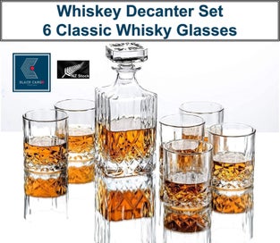 Listing 5 of 18 for Elegant Crystal Liquor Whiskey Decanter Glasses Set *Over Stocked*