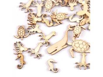 Listing 3 of 7 for 20Pcs 25-40mm Sea Turtle/Horse/Whale Wood DIY Crafts Home Decoration