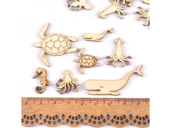 Listing 4 of 7 for 20Pcs 25-40mm Sea Turtle/Horse/Whale Wood DIY Crafts Home Decoration