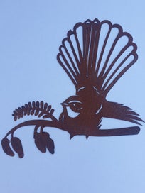 Listing 1 of 1 for Fantail on Kowhai - CorTen Steel Art - Garden Art