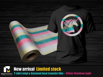 Listing 2 of 2 for New Arrival / Limited stock / T-shirt HTV vinyl -Glitter Rainbow