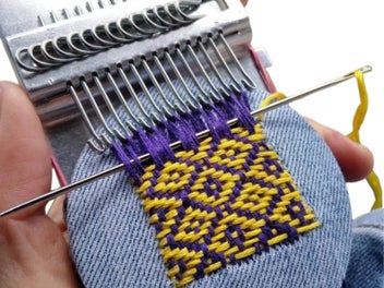 Listing 4 of 12 for Green Small Loom Speedweve Type Weave Tool Set DIY 14 Hooks Darning Machine