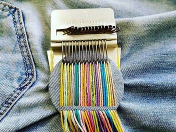 Listing 7 of 12 for Green Small Loom Speedweve Type Weave Tool Set DIY 14 Hooks Darning Machine